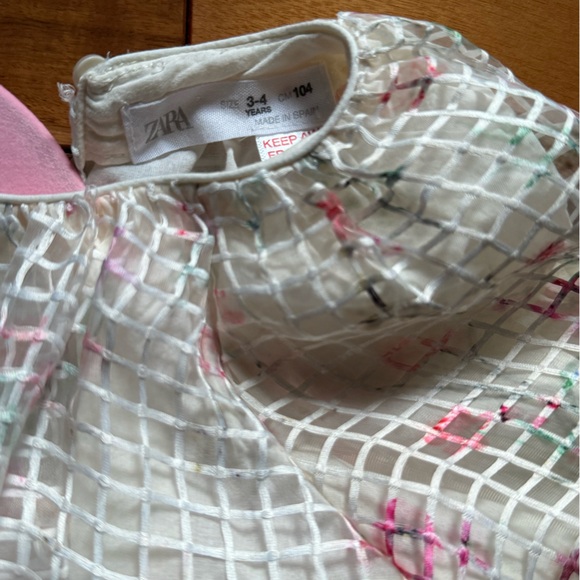 NWOT Zara Checkered Floral Organza Dress. Sizes 18-24 Months & 4 Years Available - Picture 5 of 6